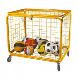 Labdatartó kocsi zárható tetővel 100 x 80 x 75 cm, kerekes, 73130039 Sportszer Olasz Sportháló