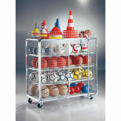 Labdatartó kocsi, 156x179x64 cm kerekes, 40-45 labda részére Sportszer Aktivsport