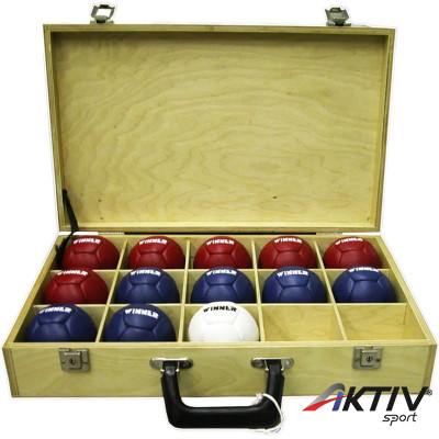 Boccia szett doboz nélkül, Winner 6 kék+6 piros+1 fehér bőrlabda