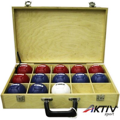 Boccia szett doboz nélkül, Winner 6 kék+6 piros+1 fehér bőrlabda
