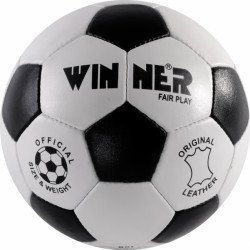 Futball labda, bőr, Fair Play pöttyös, No. 4 Sportszer Winner