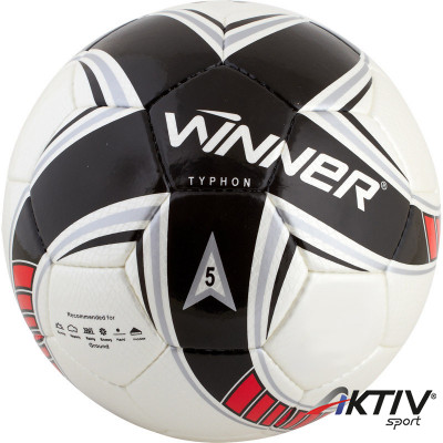 Futball labda Winner Typhon fekete-fehér-piros méret: 4