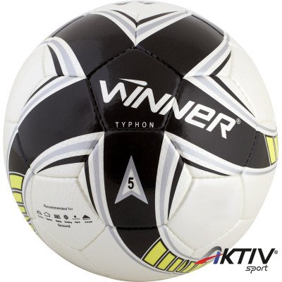 Futball labda Winner Typhon fekete-fehér-neon méret: 4