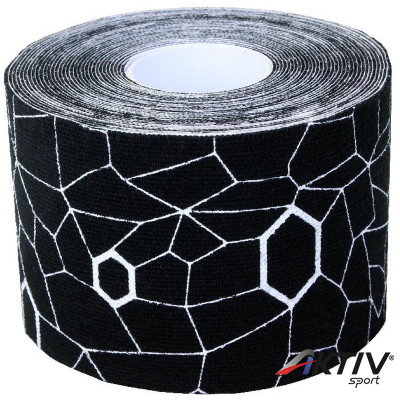 Kineziológiai tapasz Thera-Band 500x5 cm fekete, fehér mintával