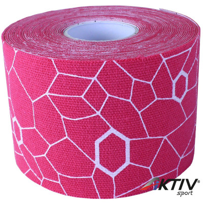 Kineziológiai tapasz Thera-Band 500x5 cm rózsaszín, fehér mintával