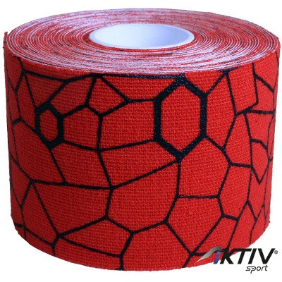 Kineziológiai tapasz Thera-Band 500x5 cm piros, fekete mintával