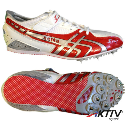 Középtáv futócipő szöges fehér-piros-ezüst Salta