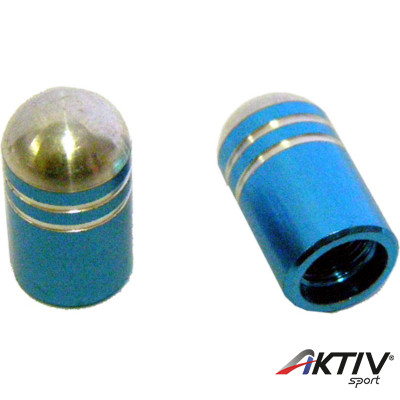 Kerékpár szelepsapka alu kék 2 csíkos