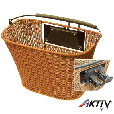 Kerékpár kosár első rattan hatású barna