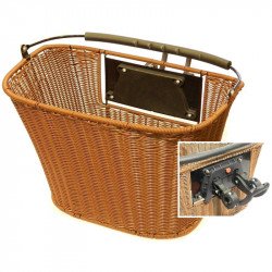 Kerékpár kosár első rattan hatású barna Kerékpár tartozékok Bike