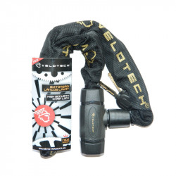 Kerékpár lakat Velotech láncos 8x900 mm fekete gyöngyvászon integrált fejjel Sportszer Velotech