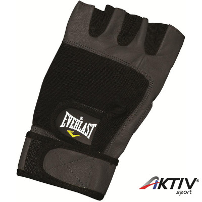 Súlyemelő kesztyű Everlast feketebőr tenyérrel