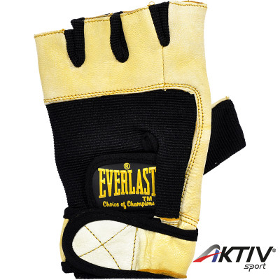 Súlyemelő kesztyű Everlast sárgabőr tenyérrel