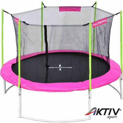 Trambulin szett védőhálóval Hudora 305 cm-es, rózsaszín