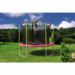 Trambulin szett védőhálóval Hudora 305 cm-es, rózsaszín