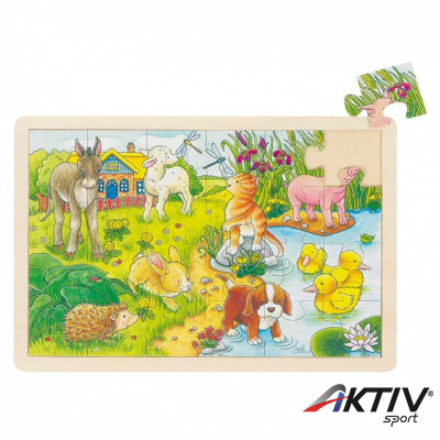 Háziállatok - fa puzzle GOKI