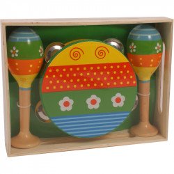 Fa csörgődob és marakas nagy Ütős zenélő játékok