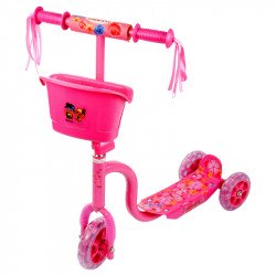 Háromkerekű roller gyerek rózsaszín kosaras Sportszer