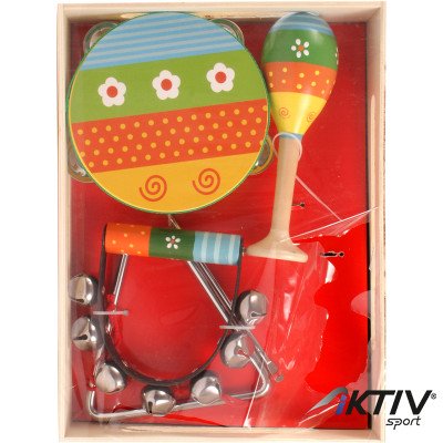 Fa hangszer készlet csörgődobbal
