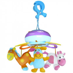 Zenélő mobil állatokkal csiptethető Textil bébi játékok Biba Toys