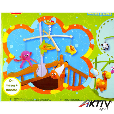 Textil bébijáték - ágyra szerelhető zenélő mobil