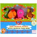 Textil bébijáték - ágyra szerelhető zenélő mobil