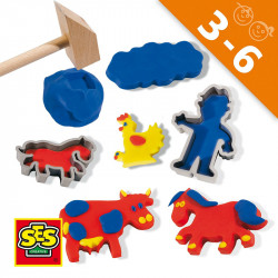 Gyurma szett - 3 szín, 3 szerszám, 6 kinyomó forma