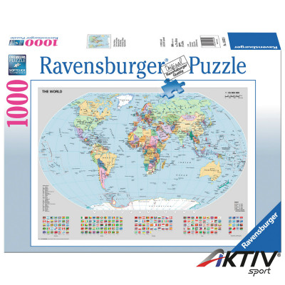Puzzle 1000 db - Világtérkép Ravensburger