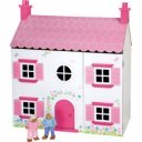 Rózsaszín fa házikó