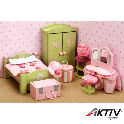 Rózsabimbó fa hálószoba bababútor szett