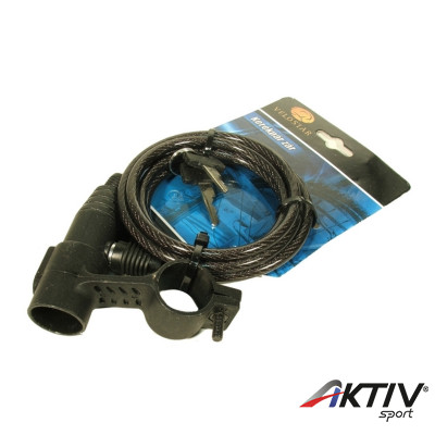 Kerékpár zár spirál 6x1500 mm tartóval