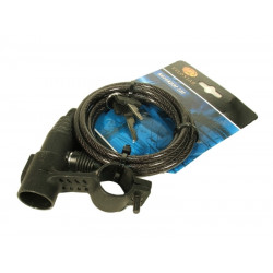 Kerékpár zár spirál 6x1500 mm tartóval Sportszer