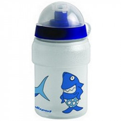 Kerékpár kulacs gyerek zárható kupakkal cápás, átlátszó, kék Polisport Sportszer Polisport