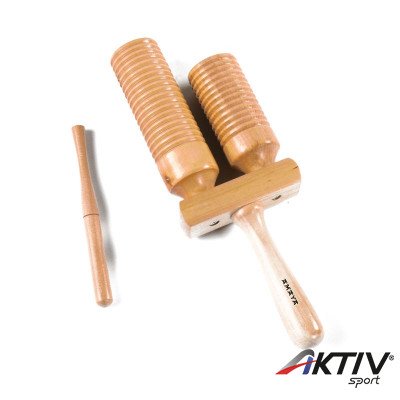 2 hangnemű rovátkált fa hangszer Amaya