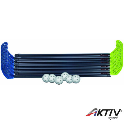 Floorball készlet műanyag 85/96 cm 2x6 ütő 6 labda