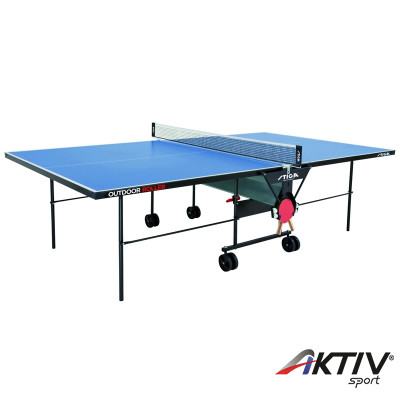 Stiga ping-pong asztal Outdoor Roller kültéri, kék, hálóval és hálótartóval