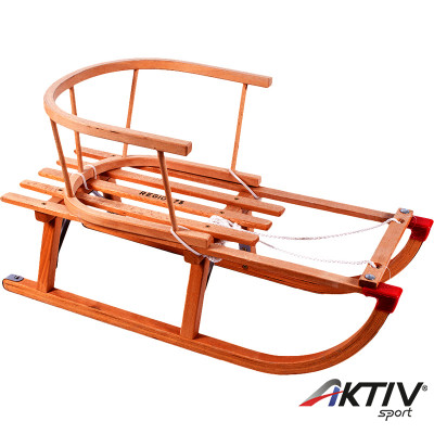 Fa szánkó karfával és kötéllel 75 cm