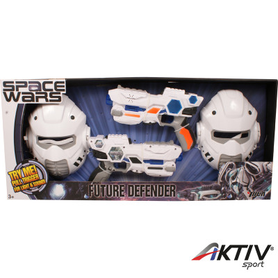 Villogó lézerpisztoly és űrmaszk