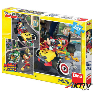 Puzzle Mikiegér autóverseny 3 x 55 darab