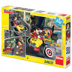Puzzle Mikiegér autóverseny 3 x 55 darab Puzzle Dino