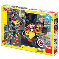 Puzzle Mikiegér autóverseny 3 x 55 darab Puzzle Dino