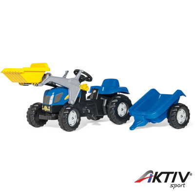 Pedálos markolós traktor utánfutóval Rolly Kid New Holland T 7040