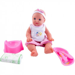 Loko pisilő baba evőeszközökkel és bilivel Játék Loko