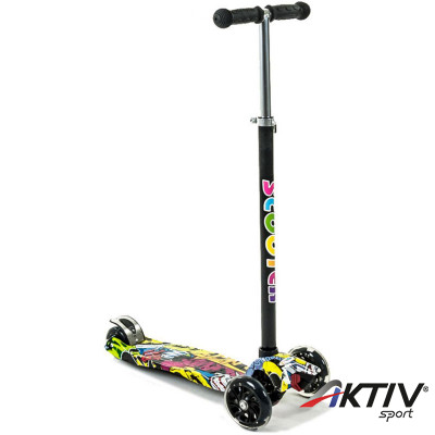 Háromkerekű roller gyerek világító mintás fekete