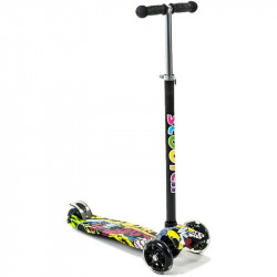 Háromkerekű roller gyerek világító mintás fekete Sportszer