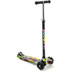 Háromkerekű roller gyerek világító mintás fekete Sportszer