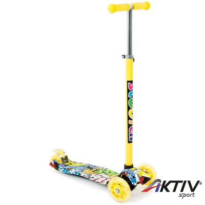 Háromkerekű roller gyerek világító mintás sárga