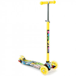 Háromkerekű roller gyerek világító mintás sárga Sportszer Vegatoys