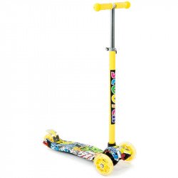 Háromkerekű roller gyerek világító mintás sárga Sportszer Vegatoys