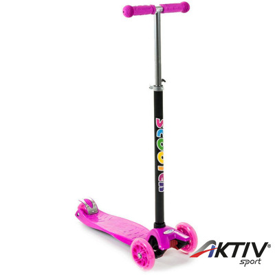 Háromkerekű roller Maxi gyerek világító rózsaszín